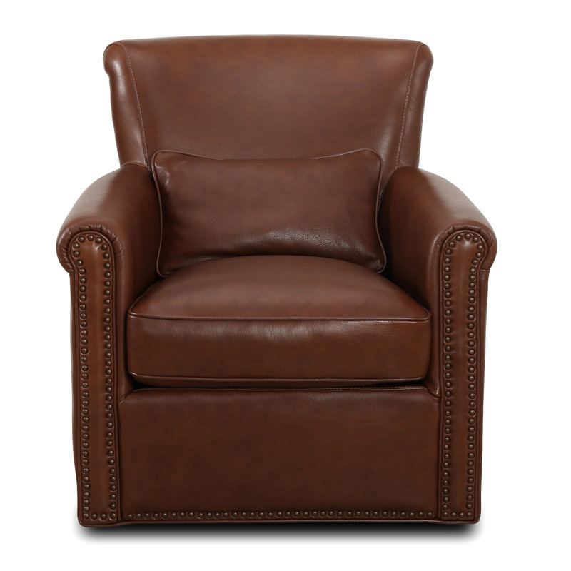 Genuine Leather Swivel Club Chair & Reviews Birch Lane